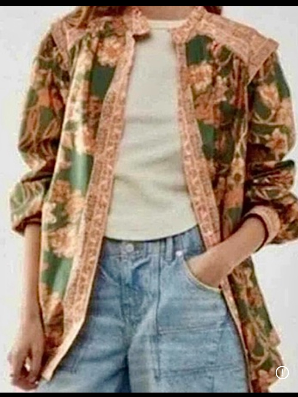 Free People Floral Gardens Tunic Shirt Jacket Oversized Boho Small